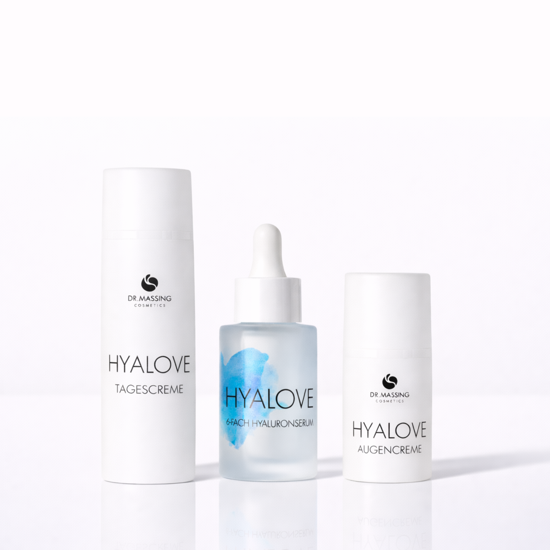 Feuchtigkeitspflege Trio Hyalove Serum Tagescreme Augencreme Produktbild