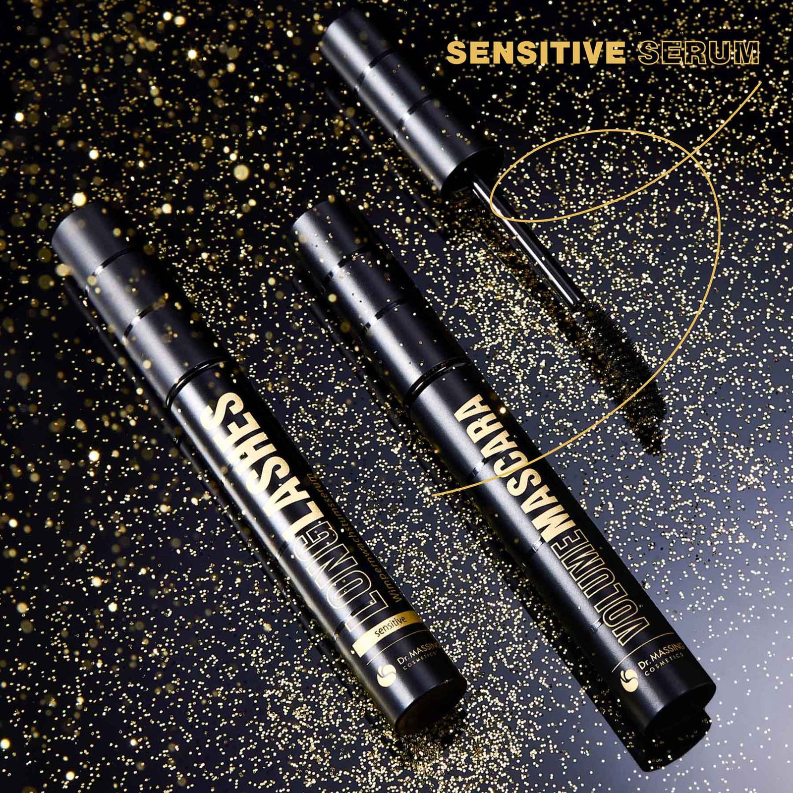 Dr. Massing Sensitive Wimpernserum und Mascara Black Week Sale Bundles Glitzer Gold