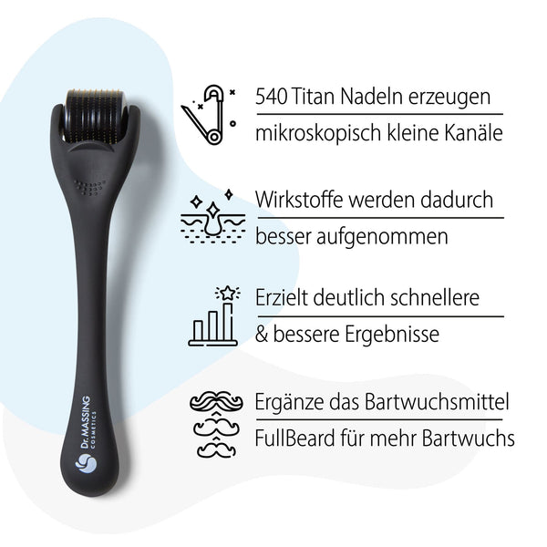 Dr. Massing FullBeard Titan Bartroller natürliches Bartwachstum fördern Löcher im Bart füllen Details Vorteile Übersicht 01