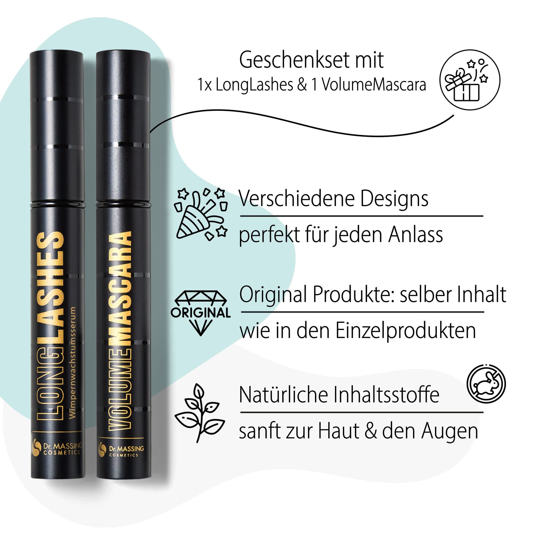 Dr. Massing Geschenkbox Wimpernserum LongLashes und Wimperntusche als Geschenkidee Details Vorteile 